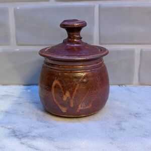 Rustic Brown Ceramic Stoneware Jar with Lid